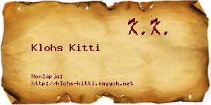 Klohs Kitti névjegykártya